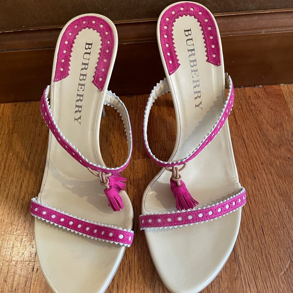Vintage Burberry Heeled Slide Sandals
